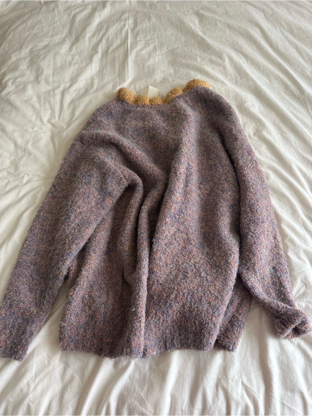 Zara Lavender Flecked Crewneck Sweater with Gold Trim